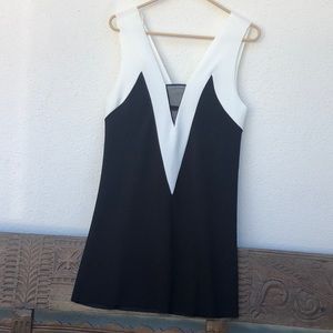 Zara black & white minidress w/ mesh panel detail